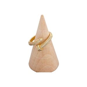 Adjustable Gold Plated Pave Cubic Zirconia Stones Nail Spiral Wrap Ring.